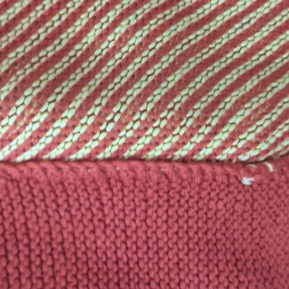 chunky Cardigan Handmade knit brick/mustard bell sleeves cozy shawl collar sz L - Picture 5 of 10